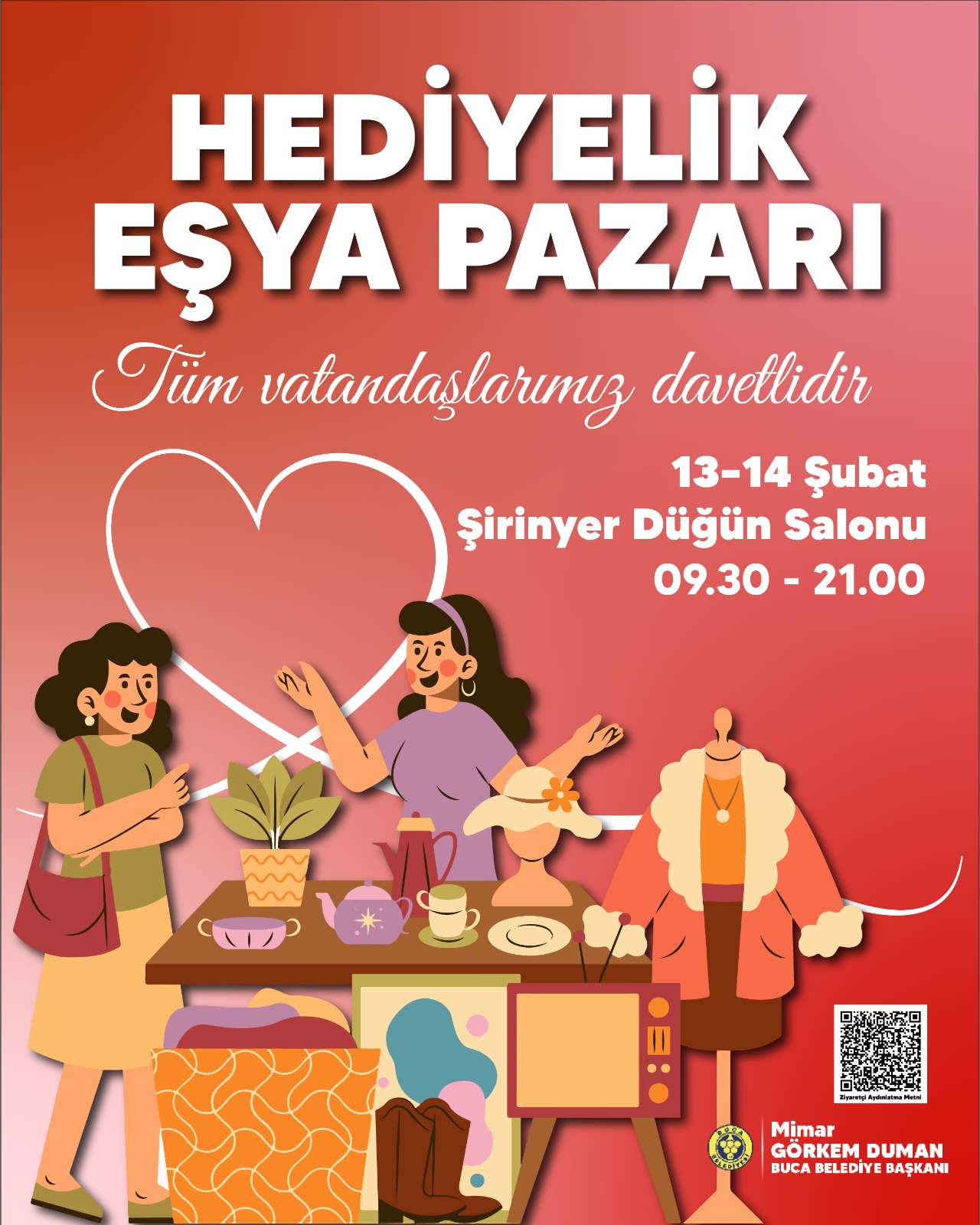 Buca Belediyesi’nin 14 Şubat için hazırladığı bu anlamlı pazar, hem