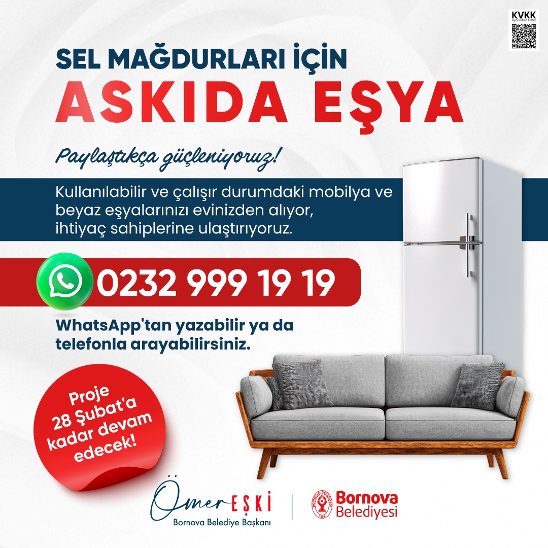 Bornova’dan sel mağdurlarına güçlü dayanışma: Askıda Eşya Kampanyası ile ihtiyaçlar karşılanıyor