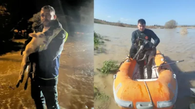 İzmir Büyükşehir Belediyesi ekipleri, sağanak yağış nedeniyle oluşan su baskınlarıyla