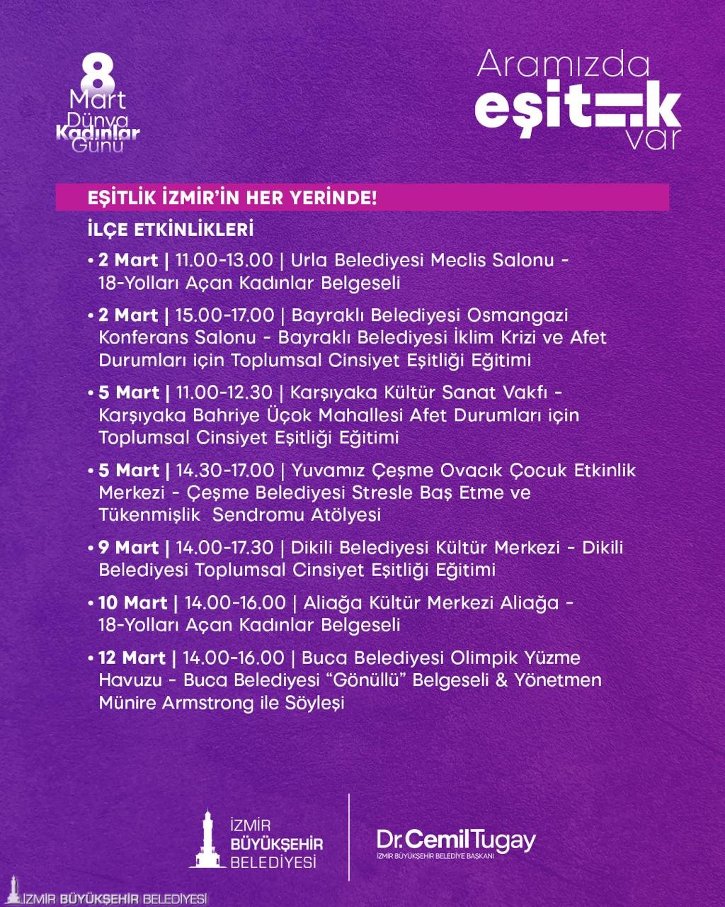 İzmir'in dört bir yanında 8 Mart Dünya Kadınlar Günü etkinliği: 'Aramızda eşitlik var'