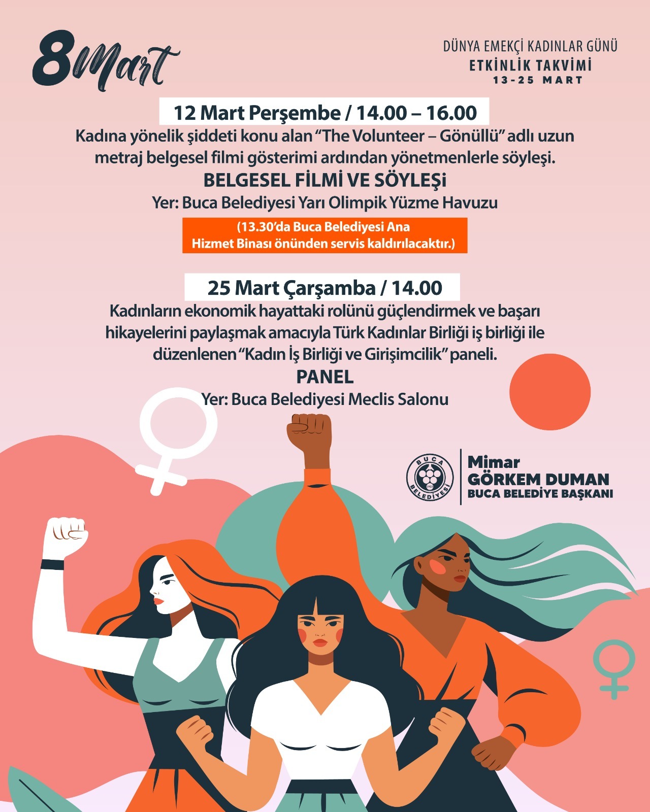 Buca'da 8 Mart ruhu tüm aya yayılacak: Belgesel, panel, gece pazarı…