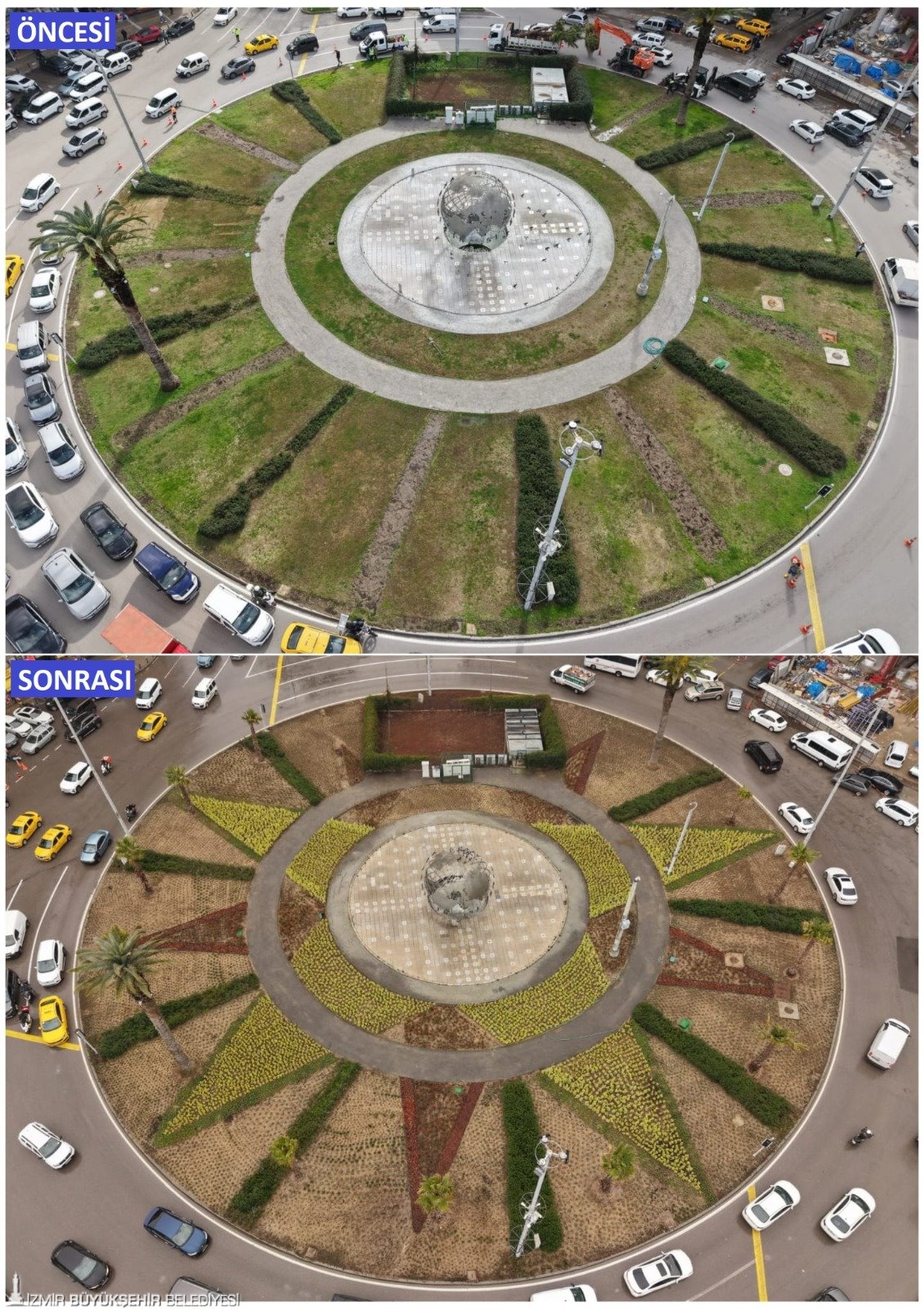 İzmir’in kalbi 9 Eylül Meydanı çiçek açtı: Yepyeni tasarım