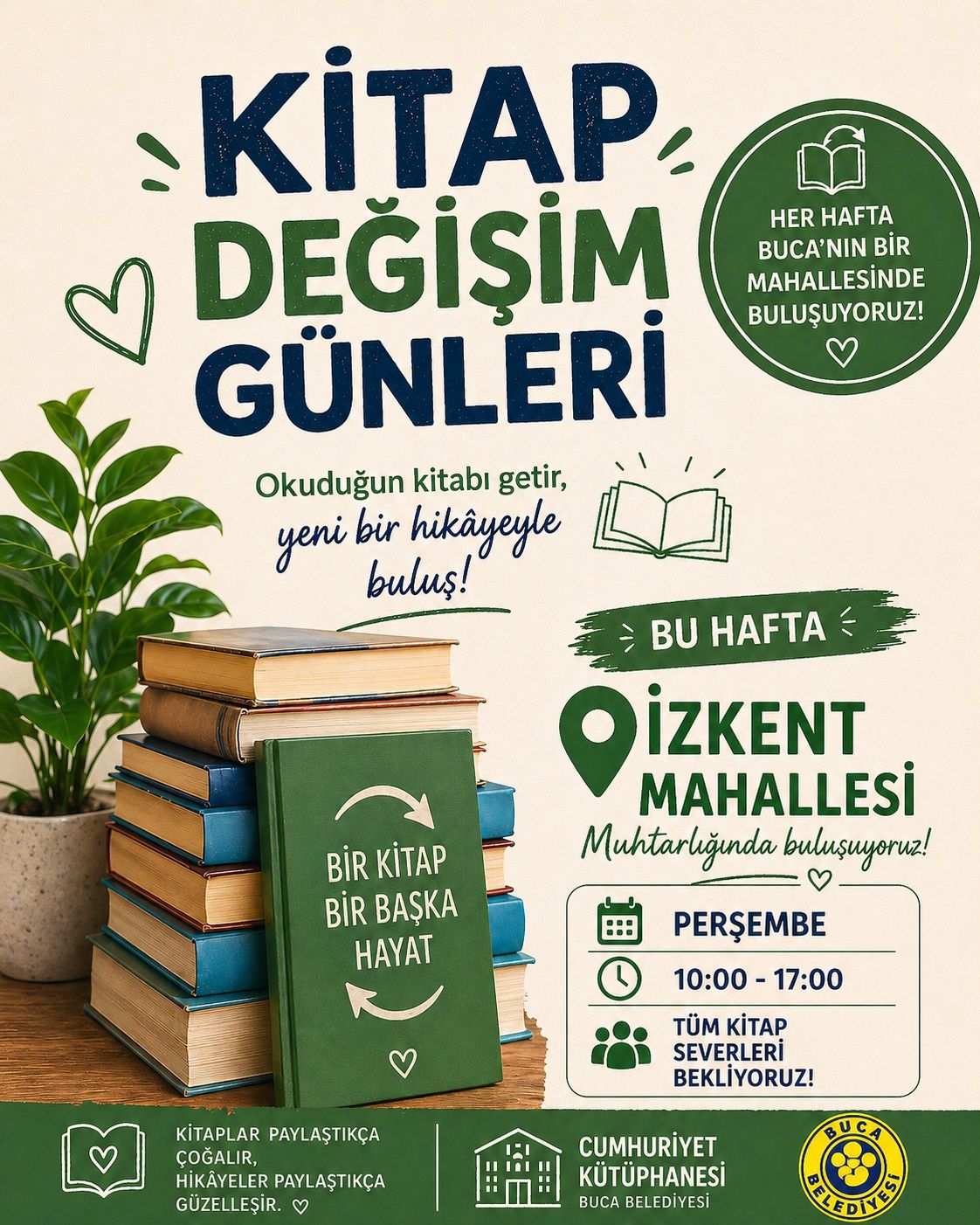 Buca’da kitaplar elden ele: Değişim günleri İzkent’ten başlıyor!