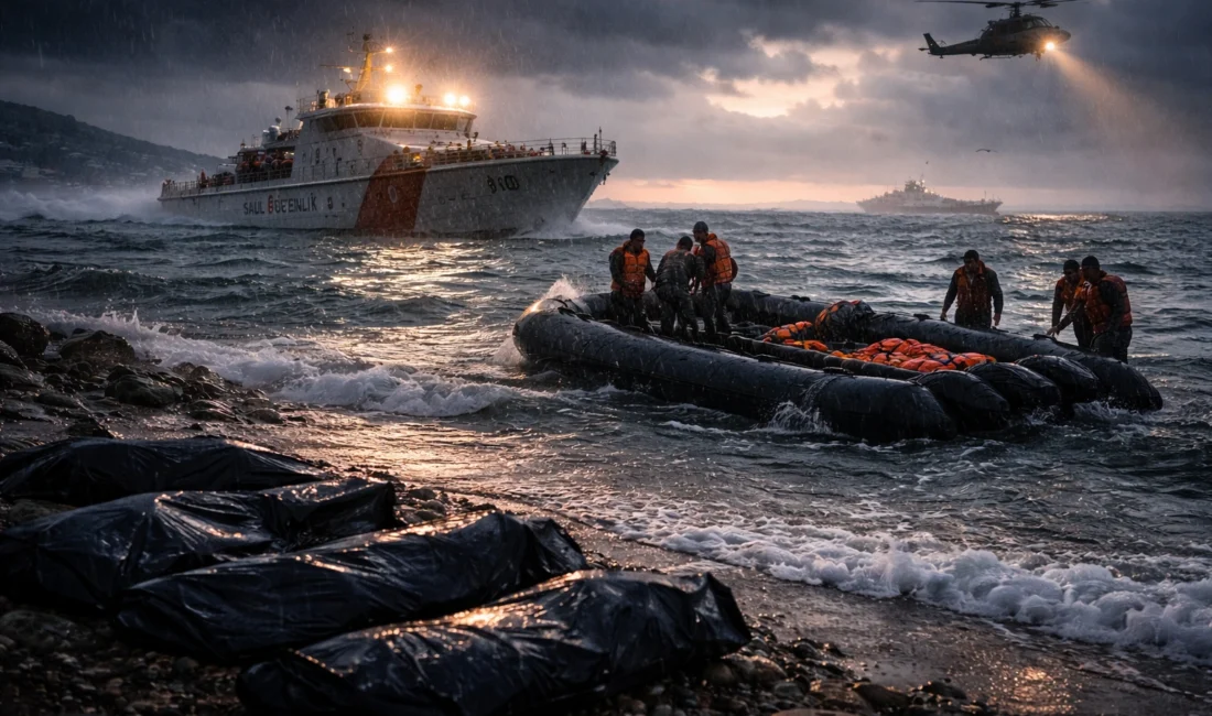 Fırtınalı denizde "dur" ihtarına uymayan bot su alarak battı. Ekipler