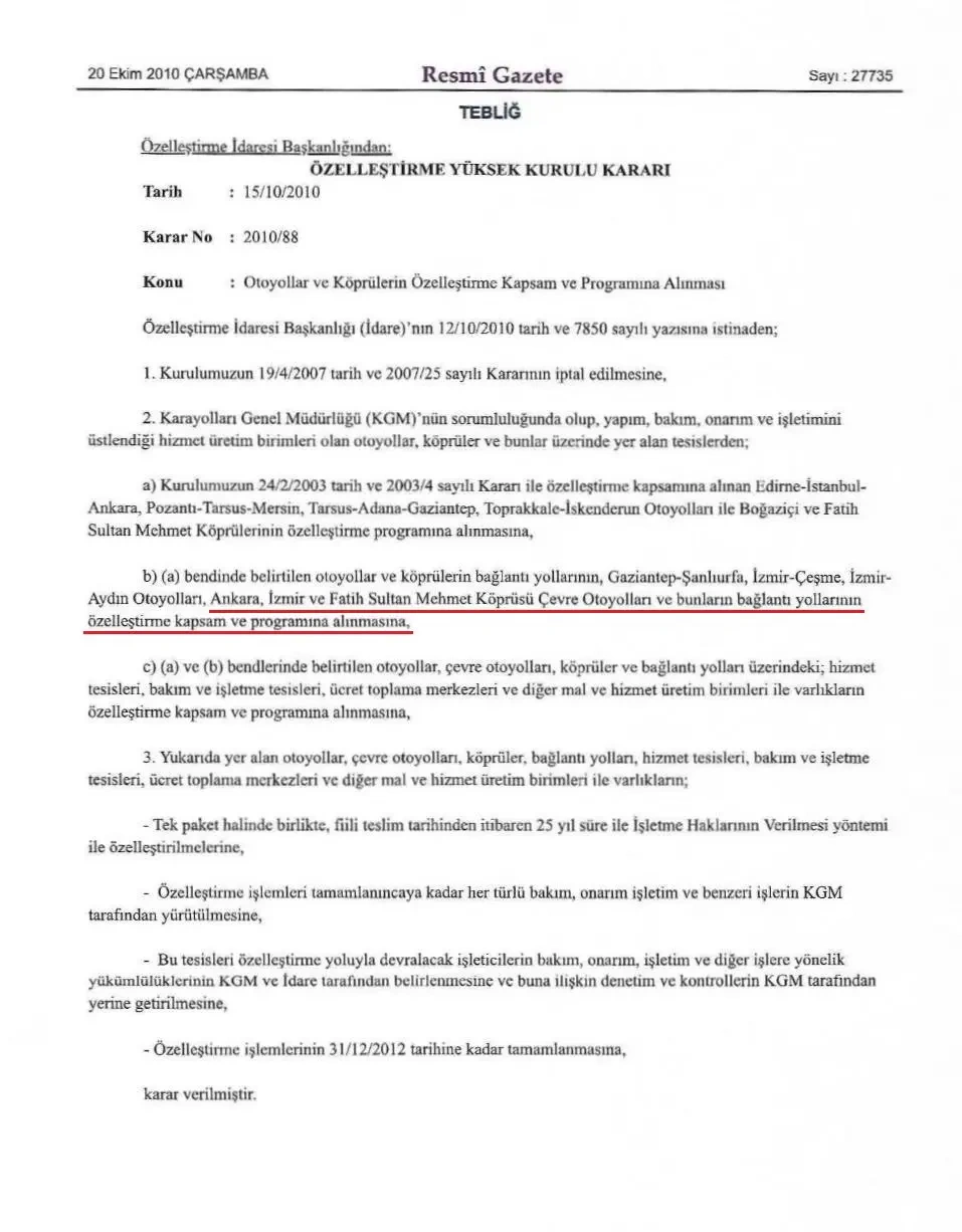 İzmir'e 'Çevre Yolu' şoku: 25 yıllığına özelleştiriliyor iddiası!