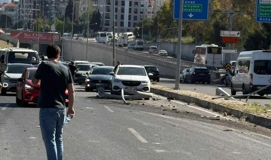 İzmir'in Bornova ilçesinde freni patlayan bir tırın karşı şeride geçerek