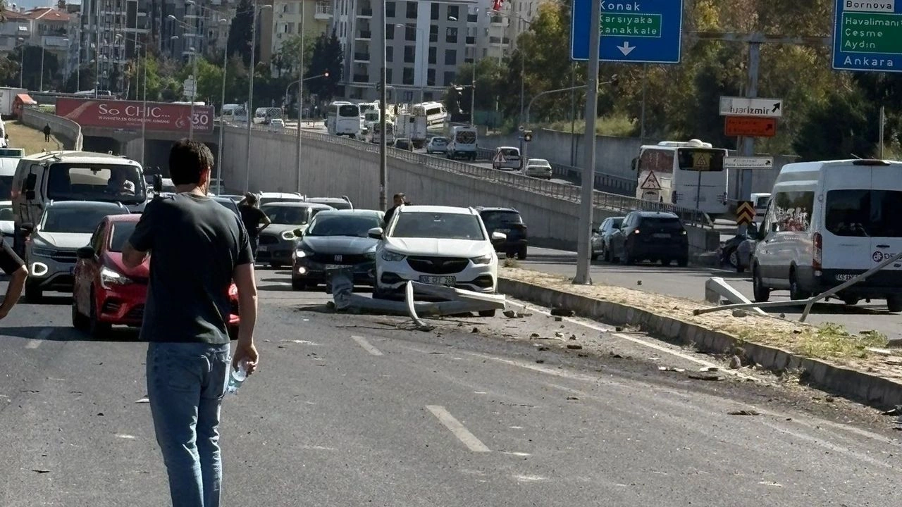 İzmir'in Bornova ilçesinde freni patlayan bir tırın karşı şeride geçerek
