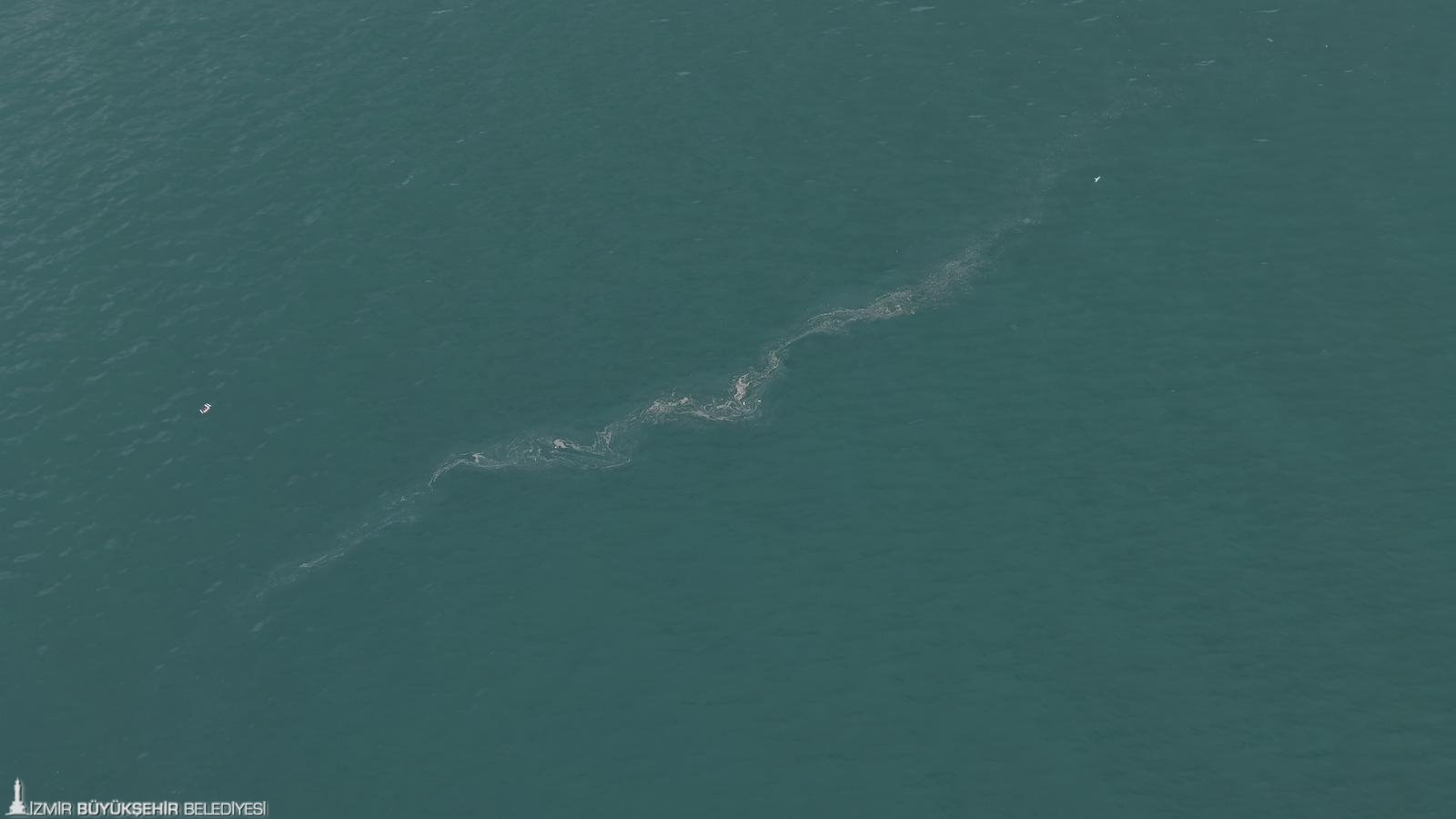 İzmir Büyükşehir Belediyesi’nin dron destekli rutin taramalarında, İzmir Körfezi’nde Karşıyaka