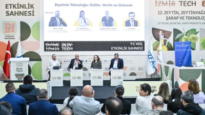 Ege'nin gastronomik mirasının vitrine çıktığı Olivtech Fuarı panelleri çarpıcı mesajlara