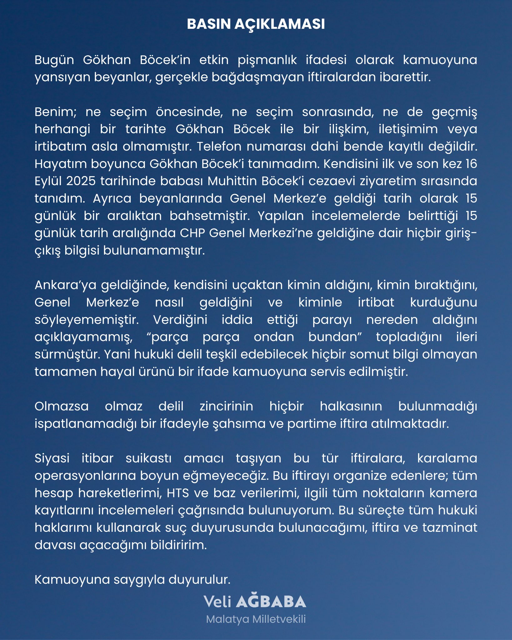 Ağbaba'dan Böcek'in iddialarına hodri meydan: 'Kamera ve HTS kayıtları incelensin'