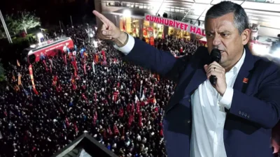 "Mutlak butlan" kararına karşı Genel Merkez önünde seslenen Özgür Özel,