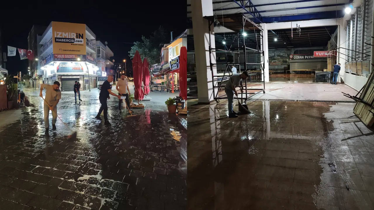 Çiğli bayrama hazır: Gece boyu süren temizlik mesaisi
