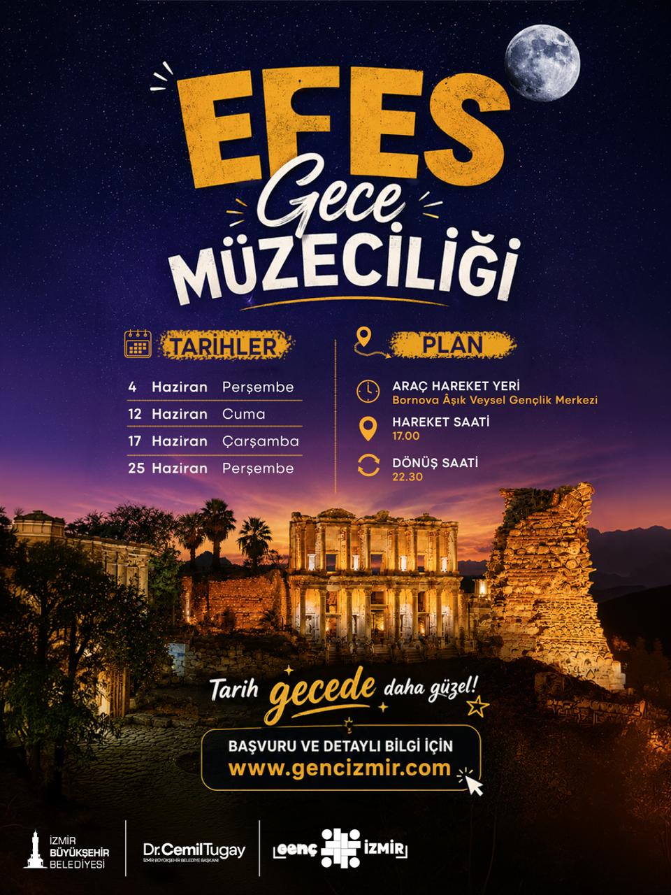 Büyükşehir'den gençlere büyük jest: Ücretsiz Efes Gece Turları başlıyor!