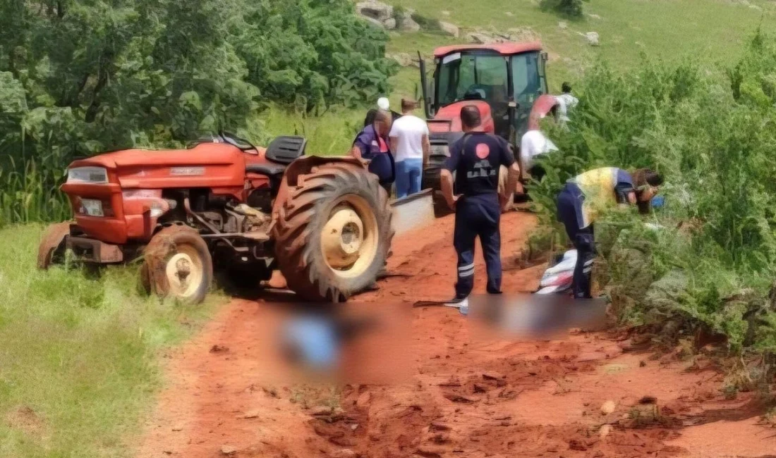 Afyonkarahisar'ın Dinar ilçesinde kontrolden çıkarak devrilen traktörün altında kalan sürücü