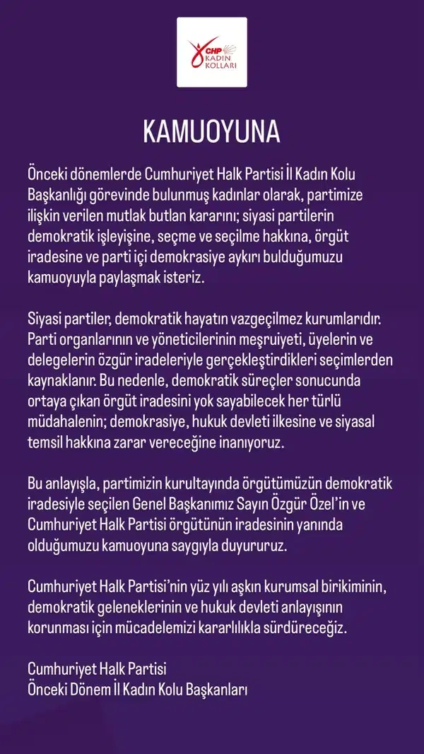 CHP'de 100 eski kadın kolu başkanından 'mutlak butlan' bildirisi 1 CHP'de 100 eski kadın kolu başkanından 'mutlak butlan' bildirisi