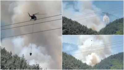 Manisa'nın Soma ilçesindeki ormanlık alanda öğle saatlerinde çıkan yangını kontrol