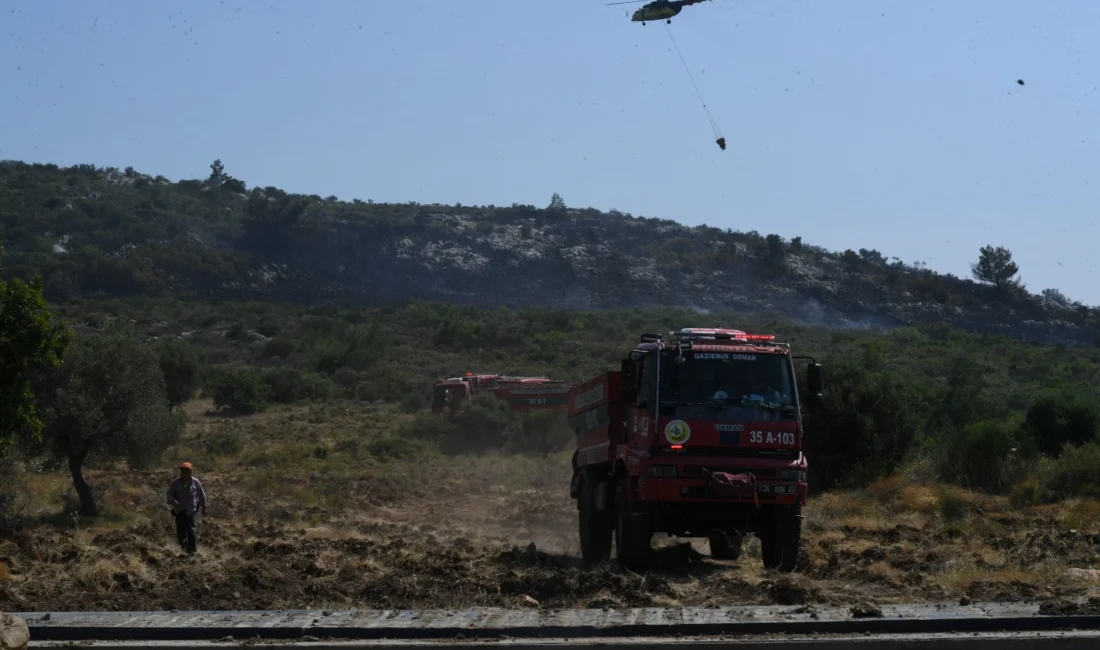İzmir’in Urla ilçesine bağlı Balıklıova Mahallesi’nde çıkan orman yangınına İzmir