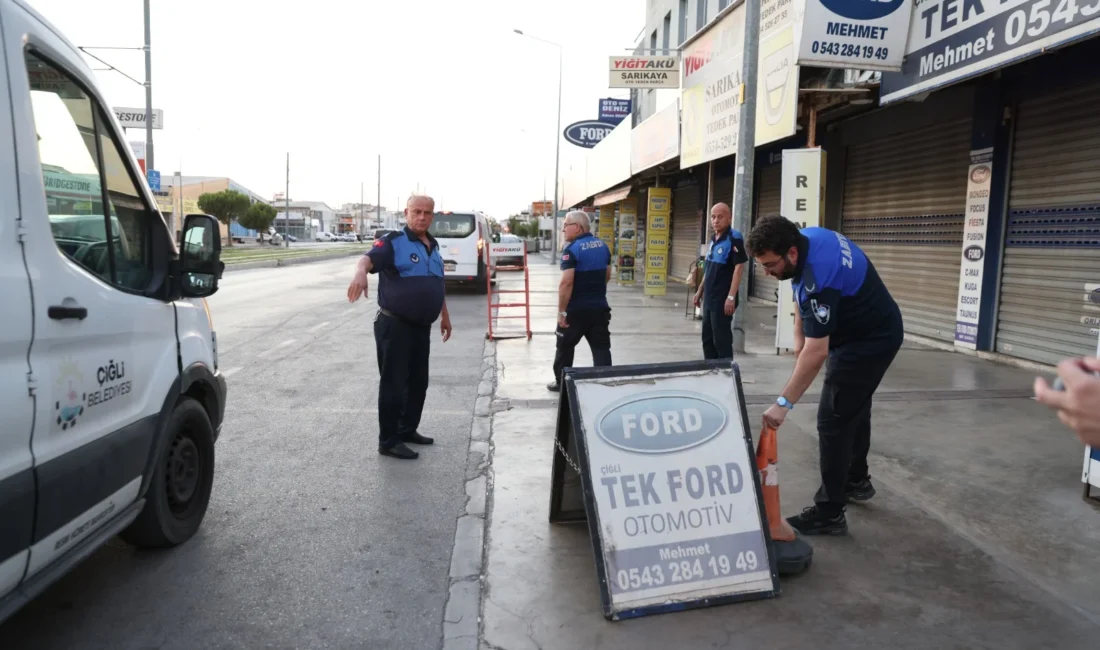 Çiğli Belediyesi Zabıta Müdürlüğü ekipleri, kent düzenini korumak, yaya güvenliğini