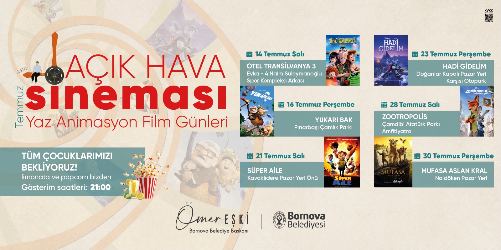 Bornova'da açık hava sinema keyfi başlıyor