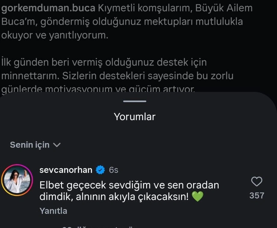 Sevcan Orhan'dan cezaevindeki Görkem Duman'a:"Dimdik çıkacaksın..." 1 Sevcan Orhan'dan cezaevindeki Görkem Duman'a:"Dimdik çıkacaksın..."