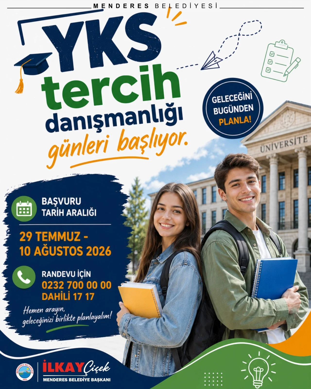 YKS tercihlerinde Menderes Belediyesi desteği: Gençlere ücretsiz danışmanlık