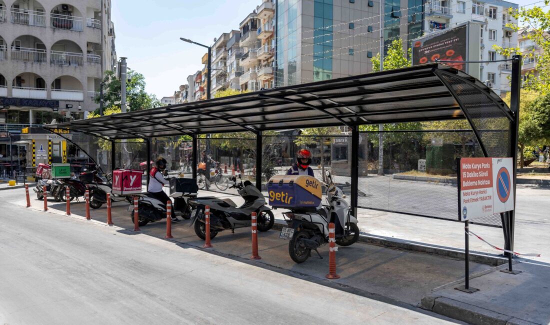 Bornova Belediyesi, Küçükpark’taki trafik yoğunluğunu azaltmak amacıyla kurduğu Motokurye Parkı’nın