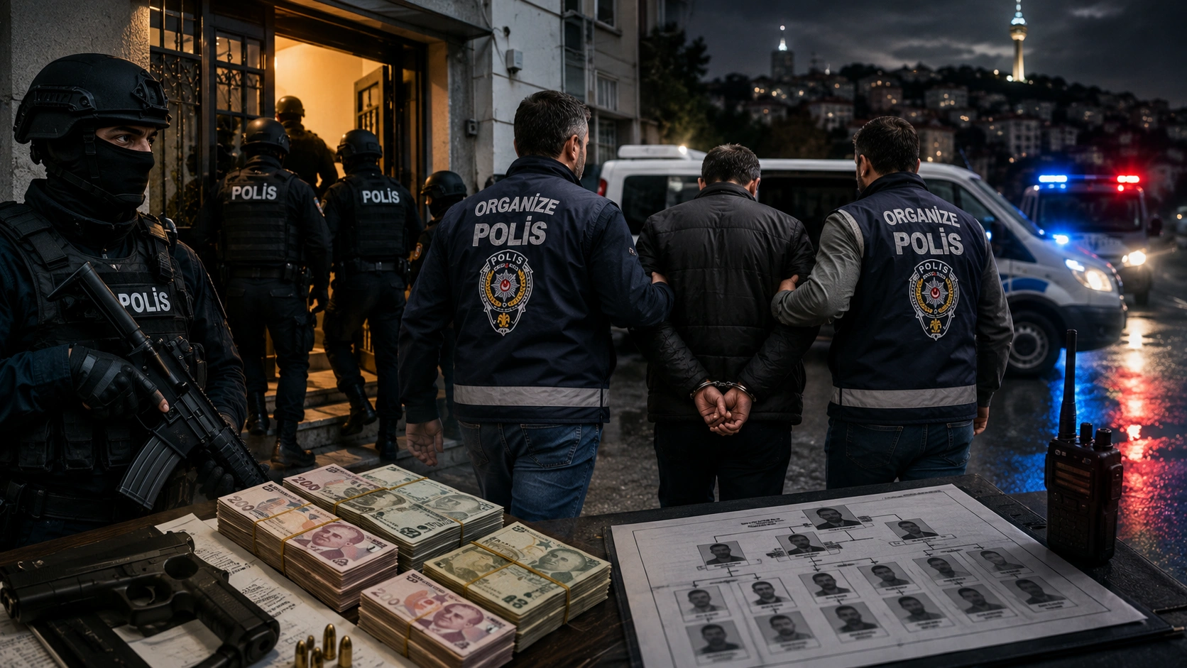 Silah zoruyla işletmelere çöken suç örgütüne darbe: İzmir’de merkezli 3 ilde şok baskın!