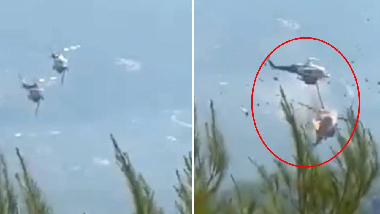 Komşuda feci kaza: Helikopterler havada çarpıştı