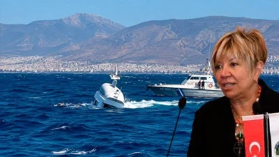 Yunanistan’ın Saronik Körfezi’nde su almaya başlayan Türk bayraklı bir katamaranda
