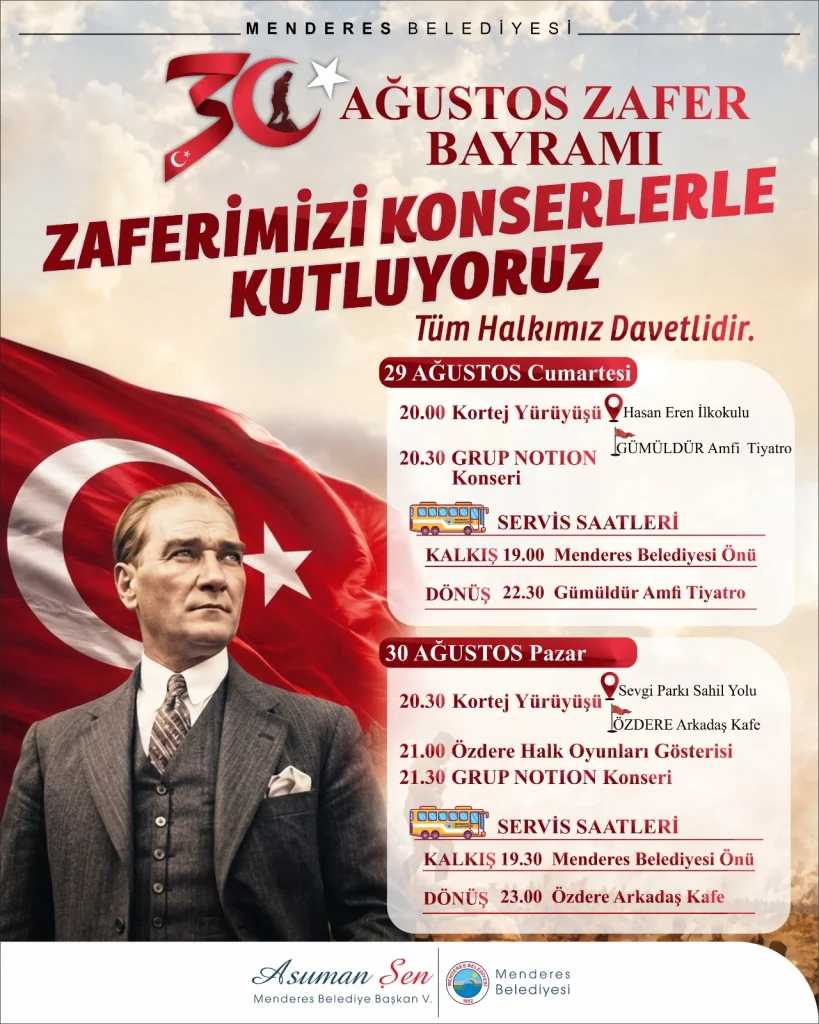 Menderes'te hafta sonu 30 Ağustos coşkusu yaşanacak