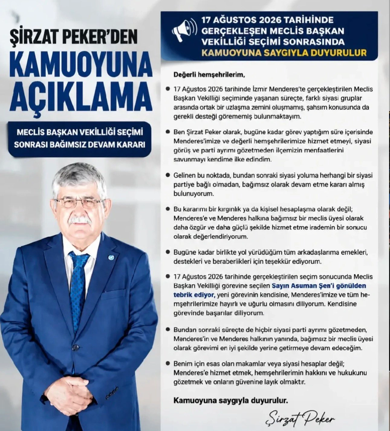 Menderes'te sular durulmuyor: Şirzat Peker istifa etti 2 Menderes'te sular durulmuyor: Şirzat Peker istifa etti