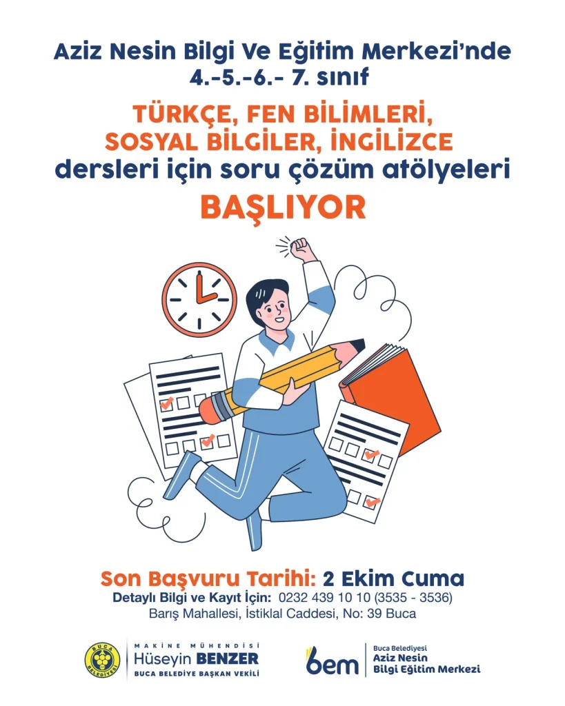 Buca Aziz Nesin’de “Soru Çözüm Atölyeleri” başlıyor