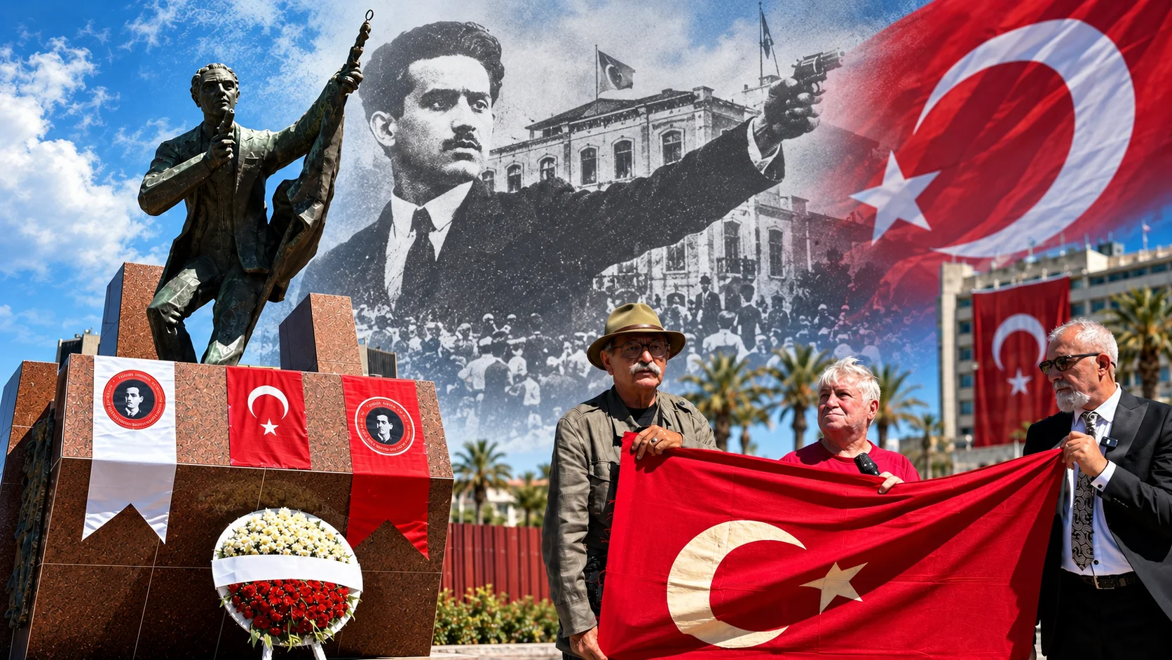 İzmir'in kurtuluşunun 104’üncü yıl dönümünde gazeteci Hasan Tahsin’in ilk kurşunu