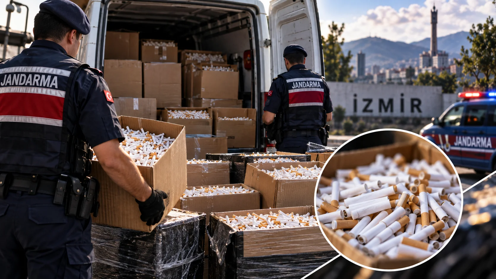 İzmir'in Bornova ilçesinde jandarma ekiplerince durdurulan bir minibüste yapılan aramada,