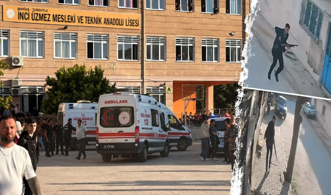 Manisa’nın Turgutlu ilçesinde bir lisenin önünde sabah saatlerinde av tüfeğiyle