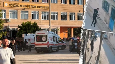 Manisa’nın Turgutlu ilçesinde bir lisenin önünde sabah saatlerinde av tüfeğiyle