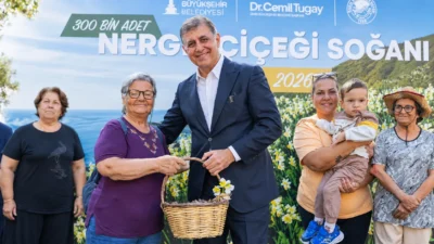 İzmir Büyükşehir Belediye Başkanı Dr. Cemil Tugay, Karaburun’da nergis üretimini