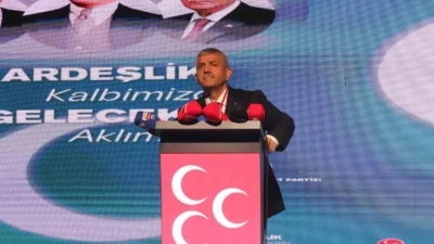 Milliyetçi Hareket Partisi İzmir İl Başkanlığı'nın 15’inci Olağan Kongresi'nde kullanılan