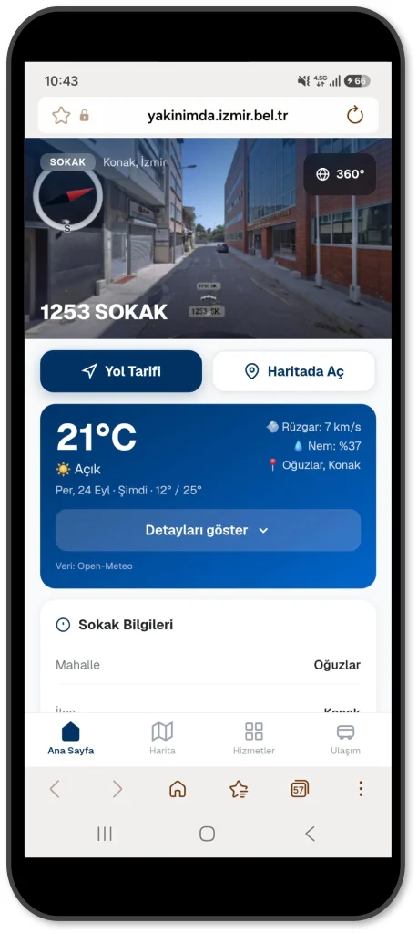 En yakın 10 bin noktaya tek ekrandan ulaşılacak: 'Yakınımda' ile İzmir cebinde!