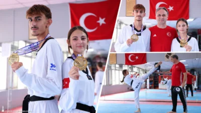 İzmir Büyükşehir Belediyesi Spor Kulübü tekvandocuları Kaan ve Eda Yelaldı