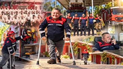 Cam kemik hastalığıyla dünyaya gelen Yaşar Karaduman, İzmir İtfaiyesi’nde 24