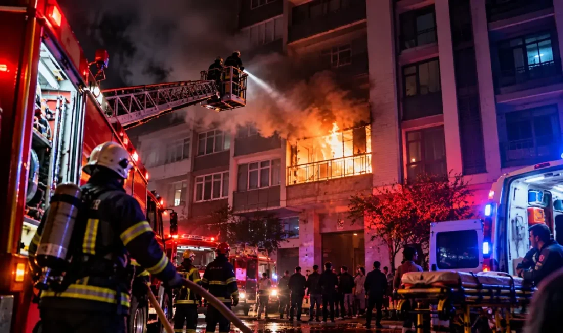 Aydın’ın Efeler ilçesinde 9 katlı bir apartmanın ikinci katında çıkan