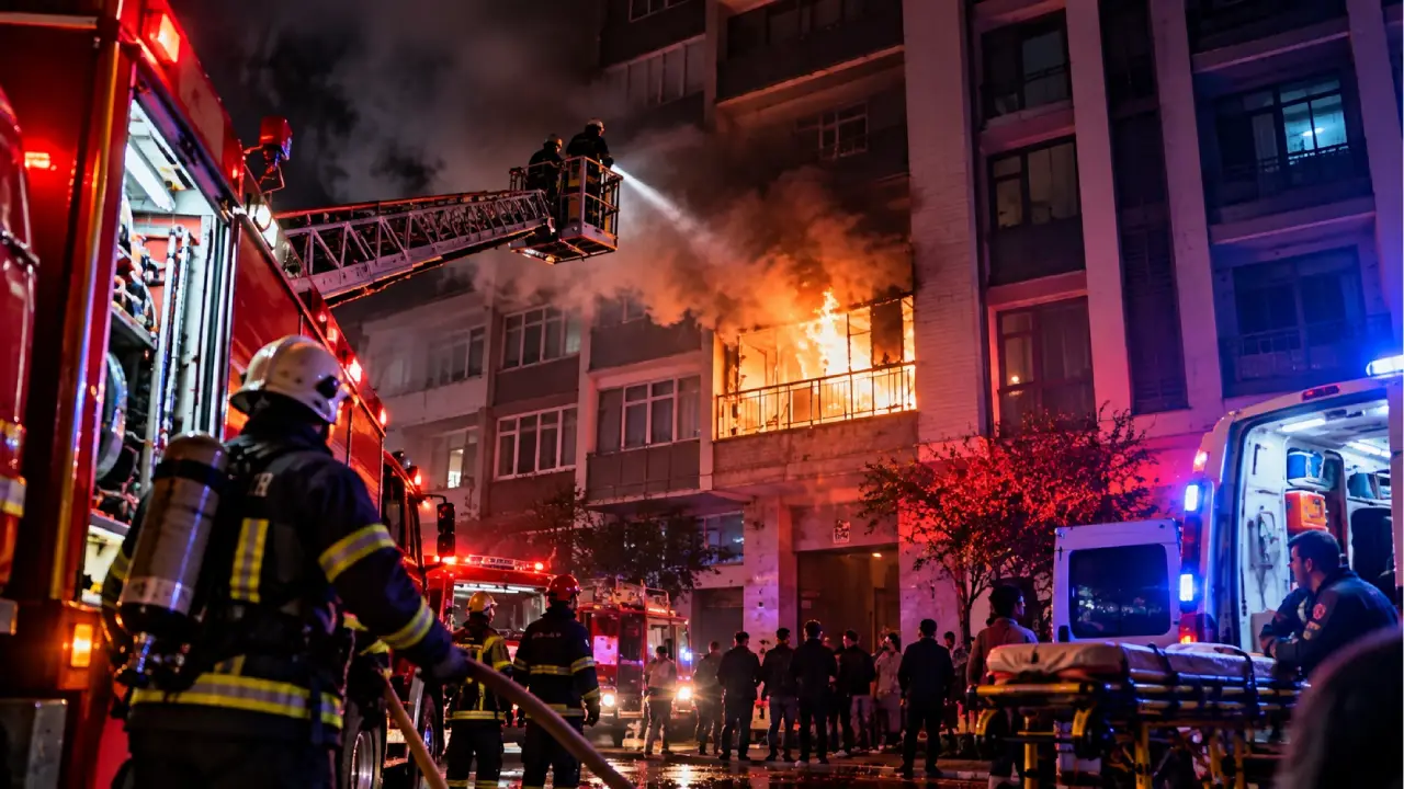 Aydın’ın Efeler ilçesinde 9 katlı bir apartmanın ikinci katında çıkan