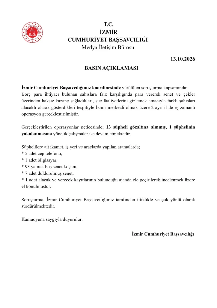 İzmir merkezli tefecilik operasyonu 1 İzmir merkezli tefecilik operasyonu