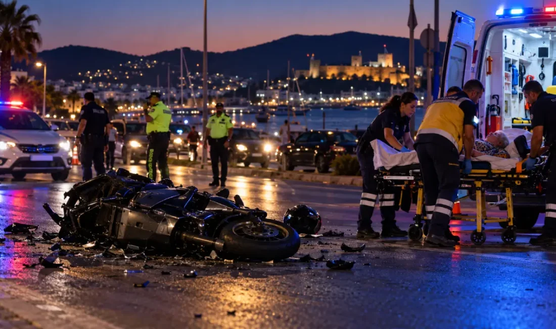 Muğla'nın Bodrum ilçesinde yolun karşı tarafına geçmeye çalışırken motosikletin çarptığı