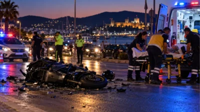Muğla'nın Bodrum ilçesinde yolun karşı tarafına geçmeye çalışırken motosikletin çarptığı