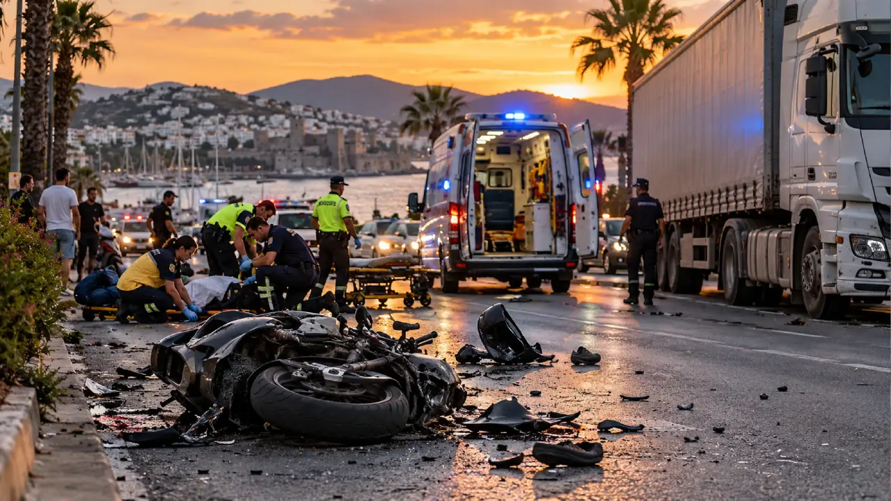 Bodrum'da feci kaza: TIR ile çarpışan motosiklet sürücüsü kurtarılamadı