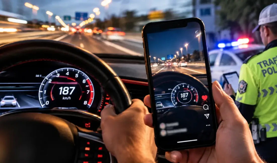 İzmir’de bir otomobilin saatte 187 kilometre hızla ilerlediği anlara ait