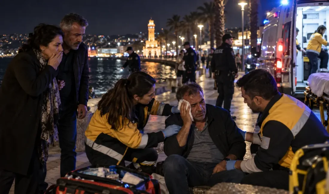 İzmir'in Konak sahilinde ailesiyle oturan bir kişi, laf atma meselesi