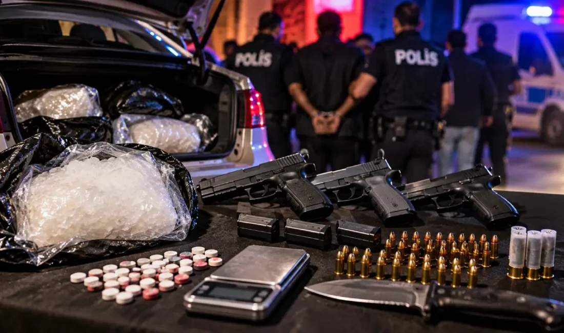 İzmir'in Menemen ilçesinde polisin düzenlediği operasyonda, bir otomobilin bagajına gizlenmiş